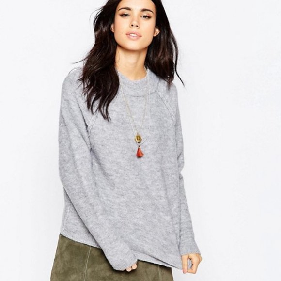 Free People Sweaters - Free People Grey Bubble Crew Neck Pullover Sweater